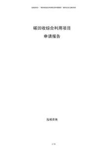 碳回收綜合利用項目申請報告