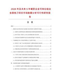 2026年及未來5年硬質合金可轉位鋁合金面銑刀項目市場數(shù)據(jù)分析可行性研究報告