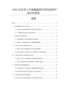 2025及未來5年堵塞緊固件項目投資價值分析報告