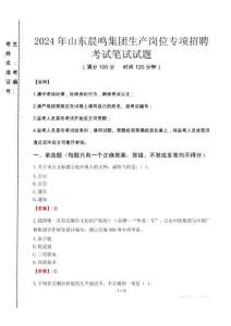 山東晨鳴集團生產崗位專項招聘筆試真題2024