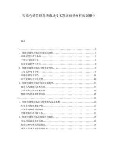 智能倉儲管理系統市場技術發展前景分析規劃報告