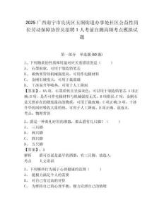 2025廣西南寧市良慶區(qū)玉洞街道辦事處社區(qū)公益性崗位勞動保障協(xié)管員招聘1人考前自測高頻考點模擬試題及