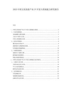 2025中國文化創(chuàng)意產(chǎn)業(yè)IP開發(fā)與變現(xiàn)能力研究報告