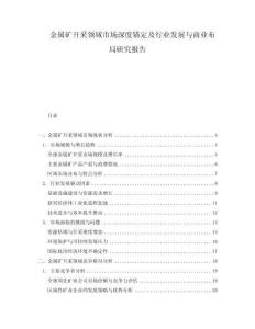 金屬礦開采領域市場深度錨定及行業(yè)發(fā)展與商業(yè)布局研究報告