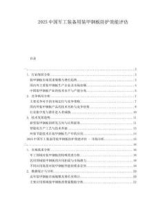 2025中國軍工裝備用裝甲鋼板防護(hù)效能評(píng)估