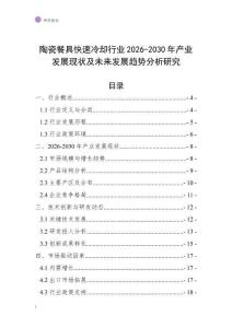 陶瓷餐具快速冷卻行業(yè)2026-2030年產(chǎn)業(yè)發(fā)展現(xiàn)狀及未來(lái)發(fā)展趨勢(shì)分析研究