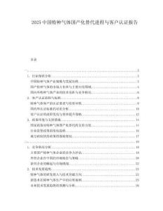 2025中國特種氣體國產(chǎn)化替代進程與客戶認證報告
