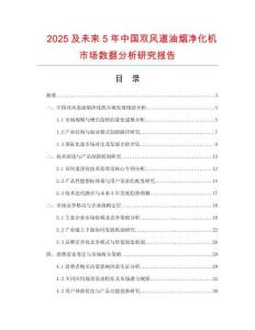 2025及未來5年中國雙風(fēng)道油煙凈化機市場數(shù)據(jù)分析研究報告