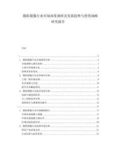 攝影攝像行業市場深度調研及發展趨勢與投資戰略研究報告