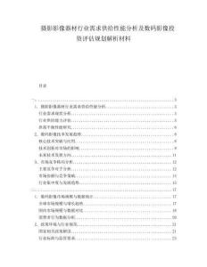 攝影影像器材行業需求供給性能分析及數碼影像投資評估規劃解析材料