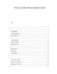 中國動力電池梯次利用技術成熟度評估報告