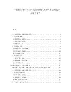中國攝影器材行業市場供需分析及投資評估規劃分析研究報告