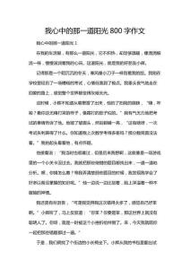 我心中的那一道陽光800字作文