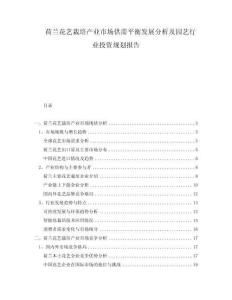 荷蘭花藝栽培產(chǎn)業(yè)市場(chǎng)供需平衡發(fā)展分析及園藝行業(yè)投資規(guī)劃報(bào)告