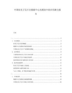 中國(guó)硅光子芯片在數(shù)據(jù)中心光模塊中的應(yīng)用潛力報(bào)告