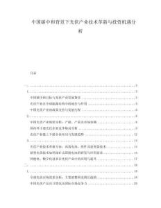 中國(guó)碳中和背景下光伏產(chǎn)業(yè)技術(shù)革新與投資機(jī)遇分析