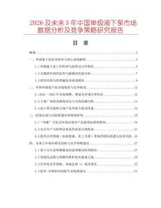 2026及未來5年中國單級液下泵市場數(shù)據(jù)分析及競爭策略研究報(bào)告