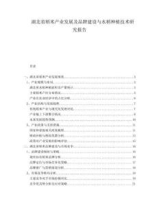 湖北省稻米產業發展及品牌建設與水稻種植技術研究報告