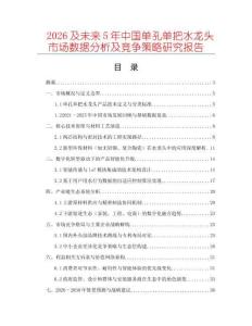 2026及未來5年中國單孔單把水龍頭市場數據分析及競爭策略研究報告