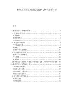 軟件開發(fā)行業(yè)商業(yè)模式創(chuàng)新與資本運作分析