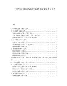 中國(guó)熱軋卷板市場(chǎng)供需格局及競(jìng)爭(zhēng)策略分析報(bào)告