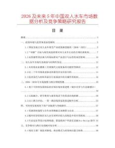 2026及未來5年中國雙人水車市場數據分析及競爭策略研究報告