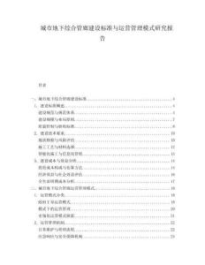 城市地下綜合管廊建設標準與運營管理模式研究報告