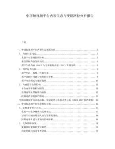 中國短視頻平臺內容生態與變現路徑分析報告
