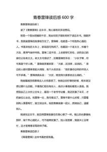 青春雷鋒讀后感600字