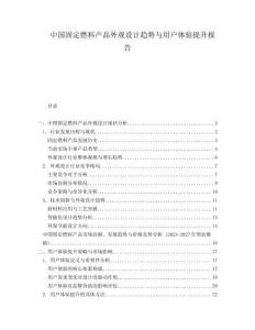 中國固定燃料產品外觀設計趨勢與用戶體驗提升報告