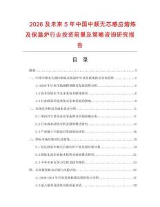 2026及未來5年中國中頻無芯感應熔煉及保溫爐行業投資前景及策略咨詢研究報告