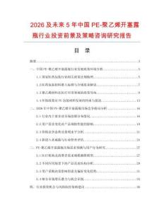 2026及未來5年中國PE-聚乙烯開塞露瓶行業投資前景及策略咨詢研究報告