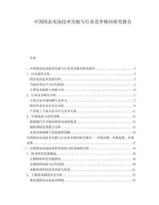 中國(guó)固態(tài)電池技術(shù)突破與行業(yè)競(jìng)爭(zhēng)格局研究報(bào)告