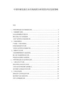 中國(guó)印刷包裝行業(yè)市場(chǎng)現(xiàn)狀分析投資評(píng)估發(fā)展策略