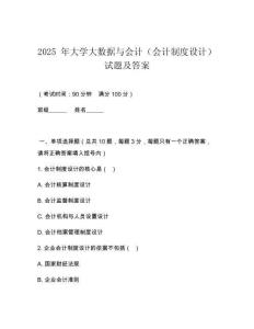 2025 年大學大數(shù)據(jù)與會計（會計制度設計）試題及答案