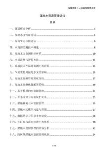 濕地水資源管理優(yōu)化