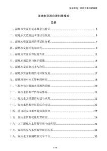 濕地水資源合理利用模式