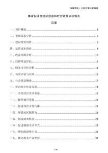 體育館項(xiàng)目經(jīng)濟(jì)效益和社會(huì)效益分析報(bào)告