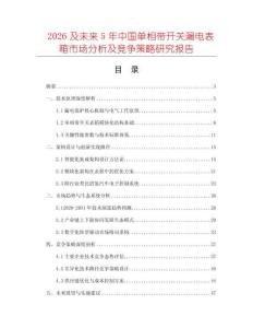 2026及未來5年中國單相帶開關漏電表箱市場分析及競爭策略研究報告