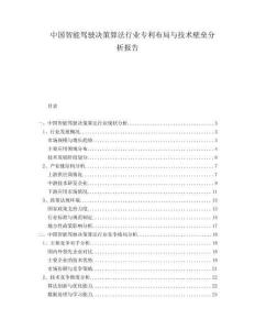 中國智能駕駛決策算法行業專利布局與技術壁壘分析報告