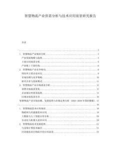 智慧物流產業供需分析與技術應用前景研究報告