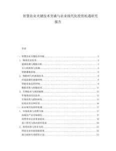 智慧農業關鍵技術突破與農業現代化投資機遇研究報告