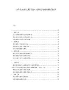 動(dòng)力電池梯次利用技術(shù)成熟度與商業(yè)模式創(chuàng)新