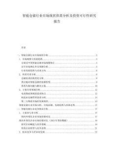 智能倉儲行業市場現狀供需分析及投資可行性研究報告