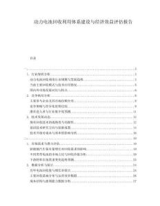 動(dòng)力電池回收利用體系建設(shè)與經(jīng)濟(jì)效益評(píng)估報(bào)告