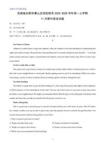安徽省合肥市蜀山區(qū)四校聯(lián)考2025-2026學(xué)年高一上學(xué)期11月期中考試英語試題