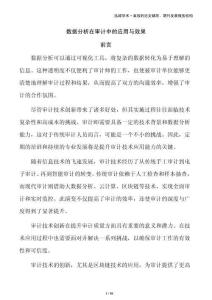 數(shù)據(jù)分析在審計(jì)中的應(yīng)用與效果
