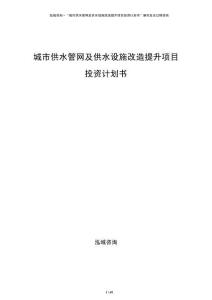 城市供水管網(wǎng)及供水設(shè)施改造提升項(xiàng)目投資計(jì)劃書