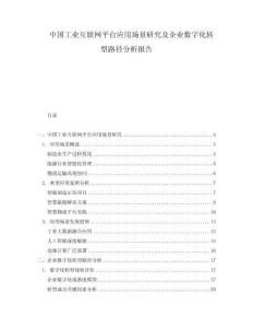 中國工業(yè)互聯(lián)網(wǎng)平臺應用場景研究及企業(yè)數(shù)字化轉型路徑分析報告