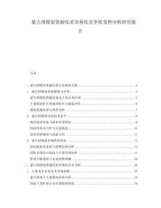 蒙古國煤炭資源綜采市場化競爭優(yōu)劣勢分析研究報(bào)告